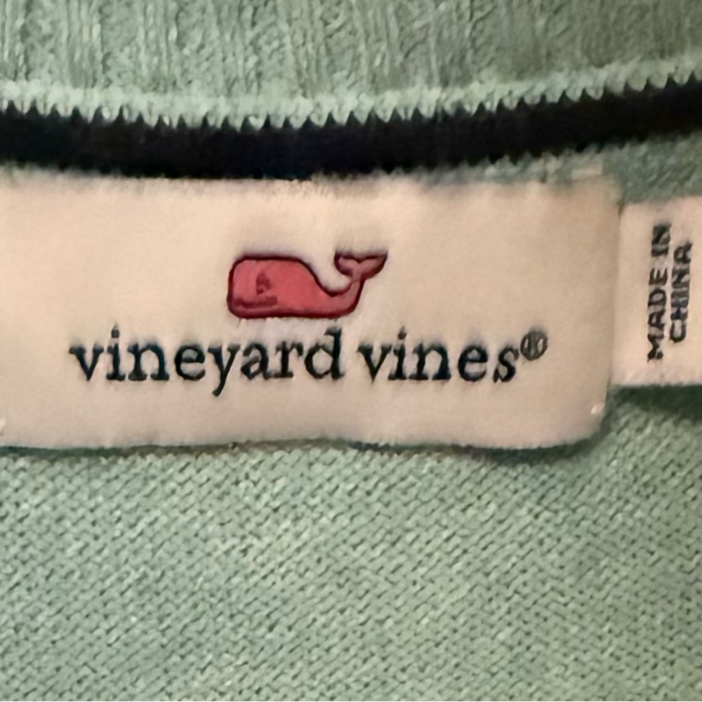 Vineyard Vines Green and Gray Zip Up Sweater with Knit Design - Picture 3 of 3